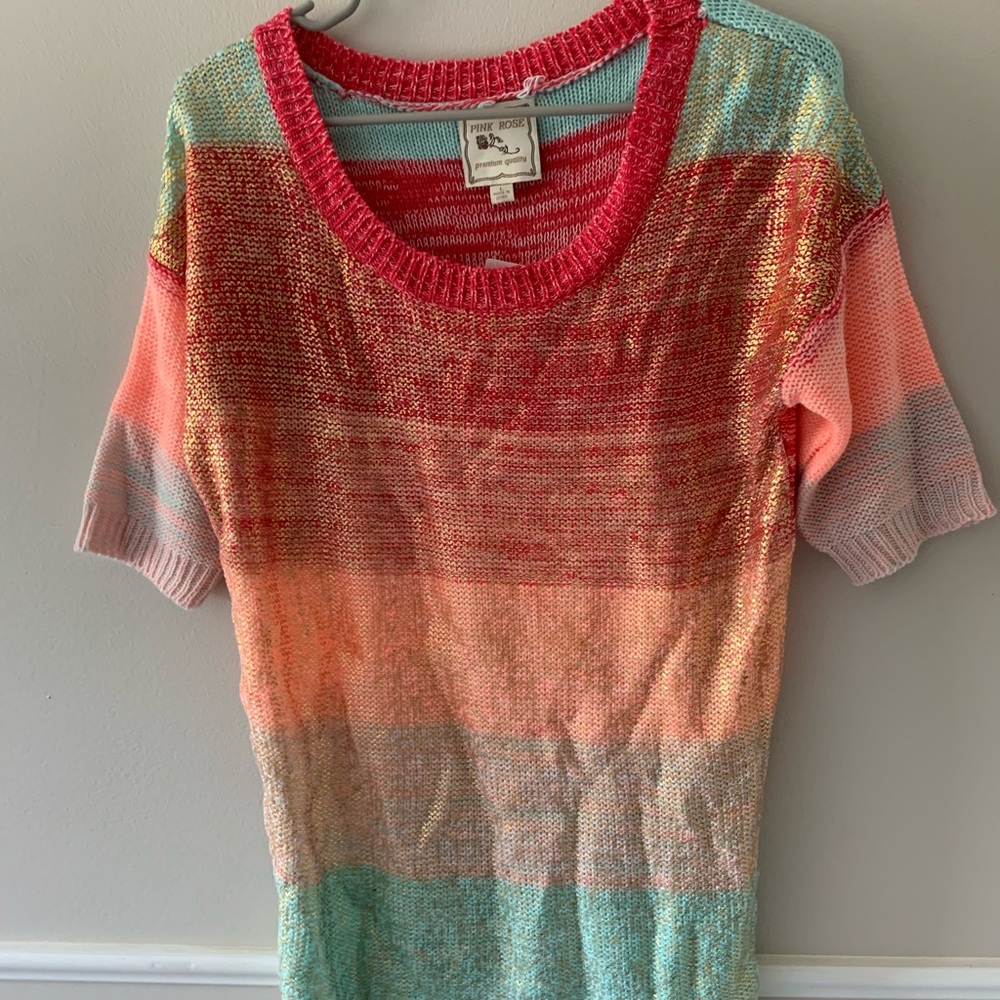 Metallic Detail Color Block Sweater